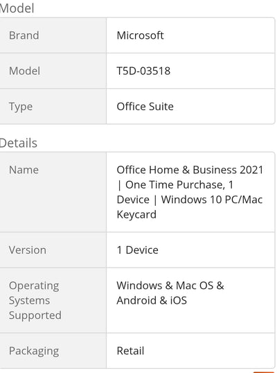 Microsoft Office 2021 Home and Business